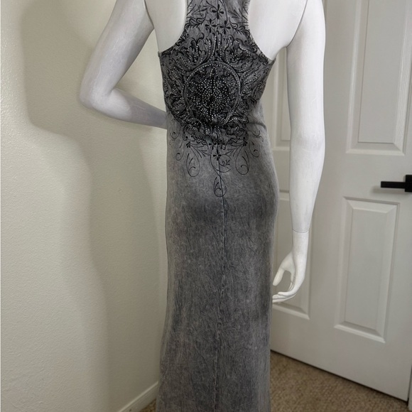 Vocal Tie Dye Print Bedazzled Crystal Rhinestones Studded Maxi Dress Small. #95 - Picture 8 of 11